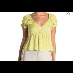 Abound Puff Sleeve Swing Top In Pink Multi Tarry Floral SZ M